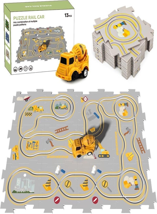 Spindoo Construction Puzzle Track Racer Car Playset - STEM Educational Toy for Toddlers | DIY Puzzle Track & Motorized Car | Brain-Boosting Montessori Toy for Kids 3+ (13 Pcs) - Image 1